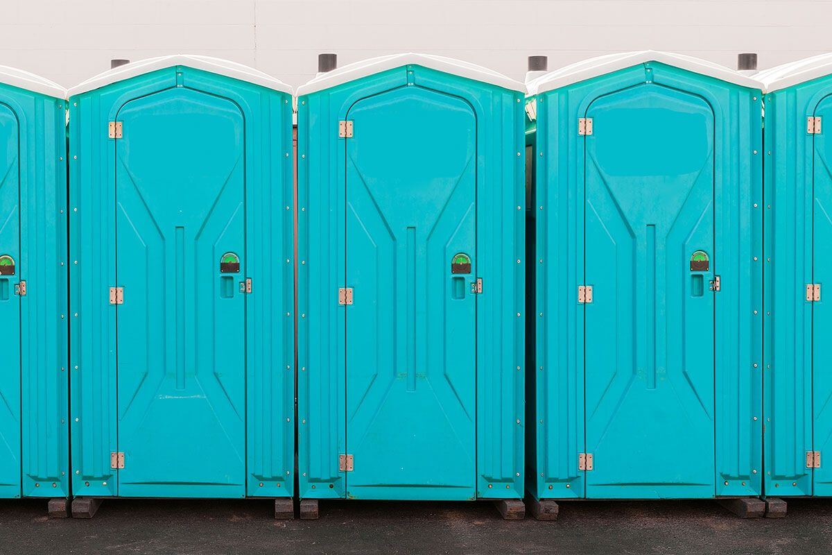 Industrial portable restroom units at a plant in Clovis, New Mexico